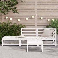Berkfield Home Garden Sofa with Footstool 2-Seater White Solid Wood Pine