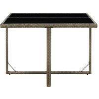 Berkfield Home Garden Table Grey 109x107x74 cm Poly Rattan & Glass | Size: 109 x 107 x 74 cm