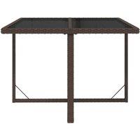 Berkfield Home Garden Table Brown 109x107x74 cm Poly Rattan & Glass | Size: 109 x 107 x 74 cm
