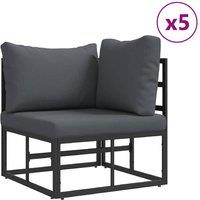 Berkfield Home Garden Sofa Set with Cushion with Pillow 7 pcs Black Aluminium