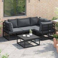 Berkfield Home Garden Sofa Set with Cushion with Pillow 4 pcs Black Aluminium