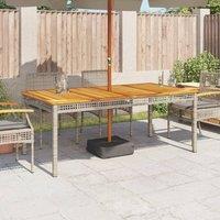 Berkfield Home Garden Table Grey 180x90x75 cm Poly Rattan Acacia Wood | Size: 180 x 90 x 75 cm