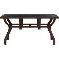 Berkfield Home Garden Table Brown & Black 140x70x70 cm Steel & Glass | Size: 140 x 70 x 70 cm