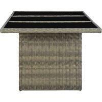 Berkfield Home Garden Table Brown Poly Rattan & Tempered Glass