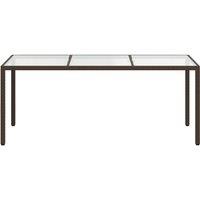 Berkfield Home Garden Table Brown 190x90x75 cm Tempered Glass & Poly Rattan | Size: 190 x 90 x 75 cm