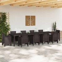 Berkfield Home Garden Table Brown 350x100x73 cm Poly Rattan | Size: 350 x 100 x 73 cm