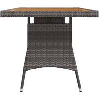 Berkfield Home Garden Table Grey 130x70x72 cm Poly Rattan & Solid Acacia Wood | Size: 130 x 70 x 72 cm