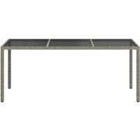 Berkfield Home Garden Table Grey 190x90x75 cm Tempered Glass & Poly Rattan | Size: 190 x 90 x 75 cm