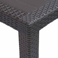 Berkfield Home Garden Table Brown 220x90x72 cm Plastic Rattan Look in Dark Brown | Size: 220 x 90 x 72 cm