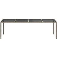 Berkfield Home Garden Table Grey 250x100x75 cm Tempered Glass & Poly Rattan | Size: 250 x 100 x 75 cm