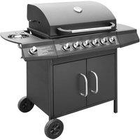 Berkfield Home Gas Barbecue Grill 6+1 Cooking Zone Black