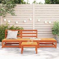 Berkfield Home Garden Sofa Armless with Footstool Wax Brown Solid Wood Pine