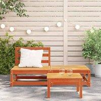 Berkfield Home Garden Sofa Armless with Footstool Wax Brown Solid Wood Pine
