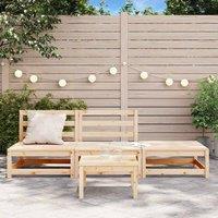 Berkfield Home Garden Sofa Armless with Footstool Solid Wood Pine in Natural