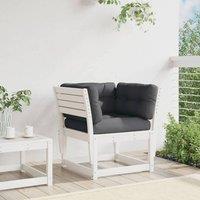Berkfield Home Garden Sofa Armrest with Cushions White Solid Wood Pine