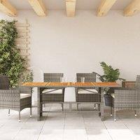 Berkfield Home Garden Table with Acacia Wood Top Grey 190x80x75 cm Poly Rattan | Size: 190 x 80 x 75 cm