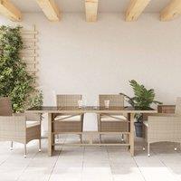 Berkfield Home Garden Table with Glass Top Beige 190x80x75 cm Poly Rattan | Size: 190 x 80 x 75 cm