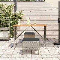 Berkfield Home Garden Table with Acacia Wood Top Grey 105x75x72 cm Poly Rattan | Size: 105 x 75 x 72 cm