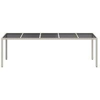 Berkfield Home Garden Table White 250x100x75 cm Poly Rattan & Tempered Glass | Size: 250 x 100 x 75 cm