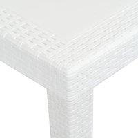 Berkfield Home Garden Table White 220x90x72 cm Plastic Rattan Look | Size: 220 x 90 x 72 cm