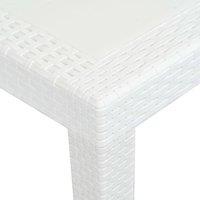 Berkfield Home Garden Table White 150x90x72 cm Plastic Rattan Look | Size: 150 x 90 x 72 cm