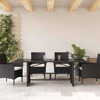 Berkfield Home Garden Table with Glass Top Black 190x80x74 cm Poly Rattan | Size: 190 x 80 x 74 cm