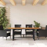 Berkfield Home Garden Table with Acacia Wood Top Black 190x80x75 cm Poly Rattan | Size: 190 x 80 x 75 cm