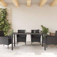 Berkfield Home Garden Table with Glass Top Black 150x90x75 cm Poly Rattan | Size: 150 x 90 x 75 cm