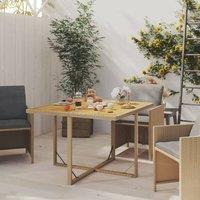 Berkfield Home Garden Table Beige 109x107x74 cm Poly Rattan&Solid Wood Acacia | Size: 109 x 107 x 74 cm