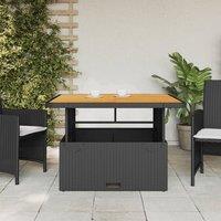 Berkfield Home Garden Table Black 110x110x71 cm Poly Rattan & Acacia Wood | Size: 110 x 110 x 71 cm