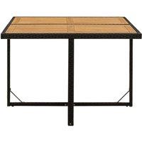 Berkfield Home Garden Table Black 109x107x74 cm Poly Rattan&Solid Wood Acacia | Size: 109 x 107 x 74 cm