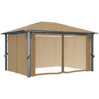 Berkfield Home Gazebo with Curtain 400x300 cm Taupe Aluminium in Beige