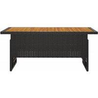 Berkfield Home Garden Table Black 100x50x43/63 cm Solid Wood Acacia&Poly Rattan