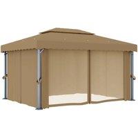 Berkfield Home Gazebo with Curtain 4x3 m Taupe Aluminium in Beige