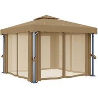 Berkfield Home Gazebo with Curtain 3x3 m Taupe Aluminium in Beige