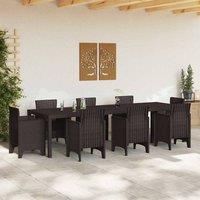 Berkfield Home Garden Table Brown 300x100x73 cm Poly Rattan | Size: 300 x 100 x 73 cm