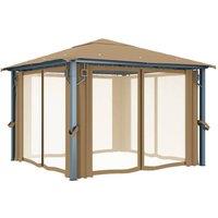 Berkfield Home Gazebo with Curtain 300x300 cm Taupe Aluminium in Beige