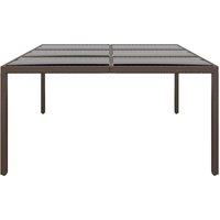 Berkfield Home Garden Table with Glass Top Brown 200x150x75 cm Rattan | Size: 200 x 150 x 75 cm