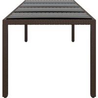 Berkfield Home Garden Table with Glass Top Brown Poly Rattan