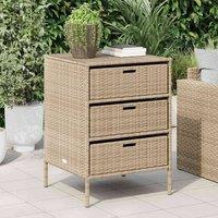Berkfield Home Garden Storage Cabinet Beige 55x59x80 cm Poly Rattan | Size: 55 x 59 x 80 cm