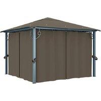Berkfield Home Gazebo with Curtain&LED String Lights 3x3 m Taupe Aluminium