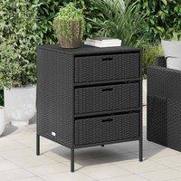 Berkfield Home Garden Storage Cabinet Black 55x59x80 cm Poly Rattan | Size: 55 x 59 x 80 cm