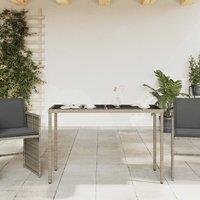 Berkfield Home Garden Table with Glass Top Grey 115x54x74 cm Poly Rattan | Size: 115 x 54 x 74 cm