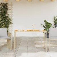 Berkfield Home Garden Table with Acacia Wood Top Beige 115x54x74 cm Poly Rattan | Size: 115 x 54 x 74 cm