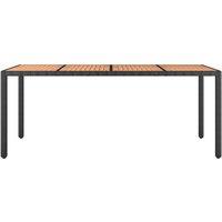 Berkfield Home Garden Table with Wooden Top Black Poly Rattan&Solid Wood Acacia