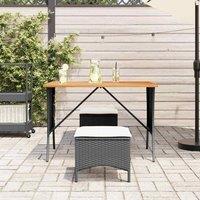Berkfield Home Garden Table with Acacia Wood Top Black 105x75x72 cm Poly Rattan | Size: 105 x 75 x 72 cm