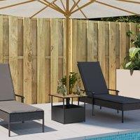 Berkfield Home Garden Table with Parasol Hole Black 55x55x46.5 cm Poly Rattan