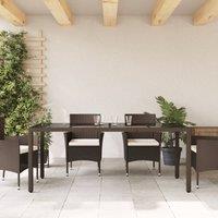 Berkfield Home Garden Table with Glass Top Brown 190x90x75 cm Poly Rattan | Size: 190 x 90 x 75 cm