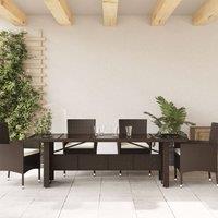 Berkfield Home Garden Table with Glass Top Brown 240x90x75 cm Poly Rattan | Size: 240 x 90 x 75 cm