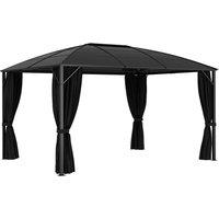 Berkfield Home Gazebo with Curtains 400x300x265 cm Anthracite in Black | Size: 400 x 300 x 265 cm